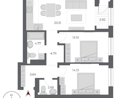 Продается 3-комнатная квартира ЖК ОСКАР, дом 3, 68.3  м&sup2;, 13390000 рублей