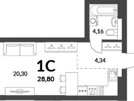 Продается Студия ЖК Горская Лагуна, 28.8  м&sup2;, 7200000 рублей