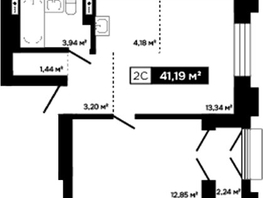 Продается 2-комнатная квартира ЖК Платина, 38.95  м&sup2;, 14025000 рублей