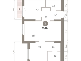 Продается 2-комнатная квартира ЖК Пшеница, 6.1, 54.98  м&sup2;, 8370000 рублей