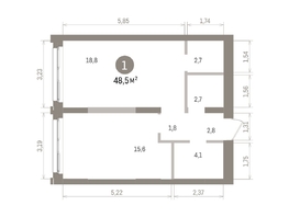 Продается 1-комнатная квартира ЖК Европейский берег, дом 32, 48.53  м&sup2;, 9400000 рублей