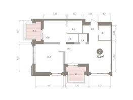 Продается 2-комнатная квартира ЖК Европейский берег, дом 32, 78.6  м&sup2;, 13610000 рублей