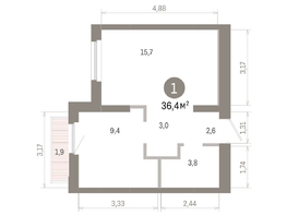 Продается 1-комнатная квартира ЖК Лебедевский квартал, д 1, 36.4  м&sup2;, 7340000 рублей