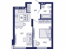Продается 1-комнатная квартира ЖК Сила леса, корп 1, 41  м&sup2;, 6650000 рублей