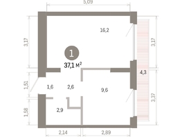 Продается 1-комнатная квартира ЖК Пшеница, 6.1, 37.14  м&sup2;, 5900000 рублей