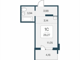 Продается Студия ЖК Эко-квартал на Кедровой, дом 6, 26.27  м&sup2;, 3900000 рублей