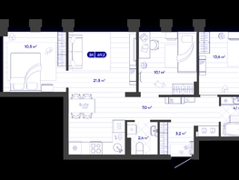 Продается 3-комнатная квартира ЖК Баланс, 4 очередь, 69.19  м&sup2;, 10900000 рублей