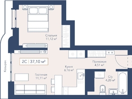 Продается 1-комнатная квартира ЖК Виларт, дом 2, 37.1  м&sup2;, 10700000 рублей