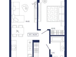 Продается 1-комнатная квартира ЖК Юнити Центр, 46.55  м&sup2;, 12400000 рублей