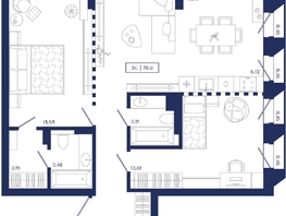 Продается 2-комнатная квартира ЖК Юнити Центр, 76.6  м&sup2;, 20400000 рублей