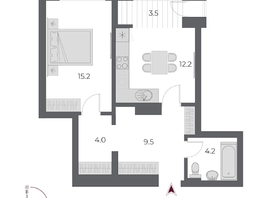 Продается 1-комнатная квартира ЖК ОСКАР, дом 1, 48.9  м&sup2;, 10770000 рублей