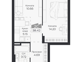 Продается 2-комнатная квартира ЖК Базилик, дом 3, 38.42  м&sup2;, 6216000 рублей