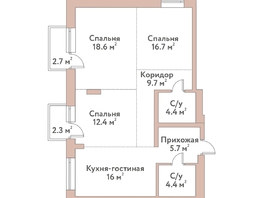 Продается 2-комнатная квартира ЖК Флора и Фауна, 18а, 87.9  м&sup2;, 30775000 рублей