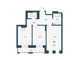 Продается 2-комнатная квартира ЖК Расцветай на Кропоткина, дом 1, 58.5  м&sup2;, 10550000 рублей