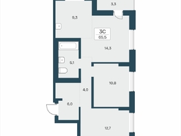 Продается 3-комнатная квартира ЖК Расцветай на Учительской, 65.5  м&sup2;, 9900000 рублей
