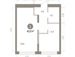 Продается 1-комнатная квартира ЖК Европейский берег, дом 46, 43.01  м&sup2;, 8510000 рублей