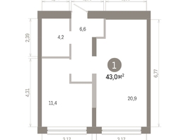Продается 1-комнатная квартира ЖК Европейский берег, дом 46, 43.02  м&sup2;, 8510000 рублей