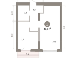 Продается 1-комнатная квартира ЖК Европейский берег, дом 46, 46.57  м&sup2;, 8670000 рублей