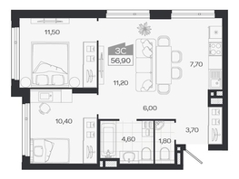 Продается 3-комнатная квартира ЖК Ясный берег, дом 33, 56.9  м&sup2;, 9315000 рублей