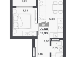 Продается 1-комнатная квартира ЖК Квартал 54, дом 1, 29.68  м&sup2;, 6481000 рублей