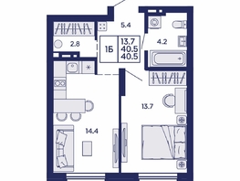 Продается 1-комнатная квартира ЖК Сила леса, корп 1, 40.5  м&sup2;, 7300000 рублей