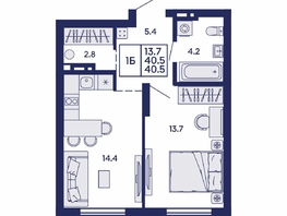 Продается 1-комнатная квартира ЖК Сила леса, корп 1, 40.5  м&sup2;, 7100000 рублей