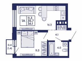 Продается 1-комнатная квартира ЖК Сила леса, корп 2, 36.1  м&sup2;, 6250000 рублей