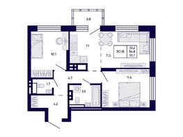 Продается 3-комнатная квартира ЖК Цитатум, 55.7  м&sup2;, 11400000 рублей