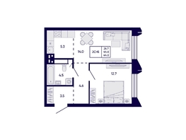 Продается 2-комнатная квартира ЖК Цитатум, 44.6  м&sup2;, 8200000 рублей