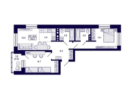 Продается 3-комнатная квартира ЖК Сподвижники, дом 1, 63.2  м&sup2;, 8400000 рублей