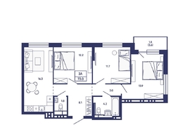 Продается 3-комнатная квартира ЖК Сподвижники, дом 3, 73  м&sup2;, 8550000 рублей