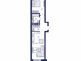 Продается 2-комнатная квартира ЖК Горизонт, дом 2, 44.8  м&sup2;, 7300000 рублей