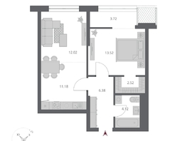 Продается 2-комнатная квартира ЖК Беринг, дом 3, 53.46  м&sup2;, 9970000 рублей