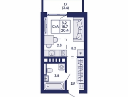 Продается Студия ЖК Горизонт, дом 2, 20.4  м&sup2;, 4450000 рублей