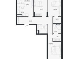 Продается 4-комнатная квартира ЖК Ясный берег, дом 19, бс 2-5, 87.6  м&sup2;, 13915000 рублей