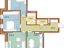 3-комнатная квартира, 78.63 м², 2/23 этаж