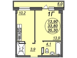 1-комнатная квартира, 35.3 м², 11/12 этаж