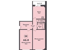 Продается 2-комнатная квартира ЖК АТОМ, 66.8  м², 6220000 рублей