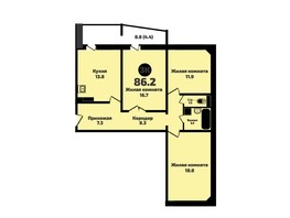 Продается 3-комнатная квартира ЖК Приозерный, дом 710 серия Life, 86.2  м², 8650000 рублей
