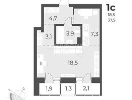 Продается 1-комнатная квартира ЖК Нормандия-Неман, дом 2, 52.1  м², 8250000 рублей