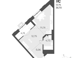 Продается 1-комнатная квартира ЖК Рафинад, дом 1, 36.7  м², 5030000 рублей