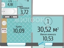 Продается 1-комнатная квартира ЖК Тихвинский квартал, кор 1 б/с 1,2, 30.52  м², 4746000 рублей