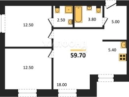 Продается 2-комнатная квартира ЖК Promenade (Променад), дом 1, 59.7  м², 6750000 рублей