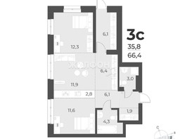 Продается 3-комнатная квартира ЖК Новелла, 62.7  м², 10900000 рублей