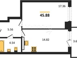 Продается 1-комнатная квартира ЖК Расцветай на Зорге, дом 1 , 45.88  м², 4600000 рублей