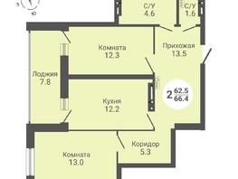 Продается 2-комнатная квартира ЖК На Петухова, дом 1, 66.4  м², 6375000 рублей