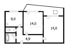 Продается 2-комнатная квартира 2-й (4 мкр.) кв-л, 47  м², 4300000 рублей