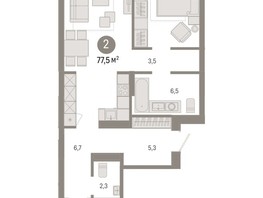 Продается 2-комнатная квартира ЖК Пшеница, дом 3, 77.52  м², 10000000 рублей