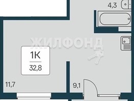 Продается 1-комнатная квартира ЖК Квартал на Игарской, дом 3 пан сек 2, 32.8  м², 4100000 рублей