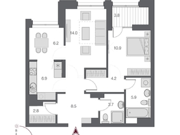 Продается 2-комнатная квартира ЖК Дом Нобель, 64.8  м², 13600000 рублей